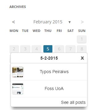 Archives Calendar Widget ScreenShot